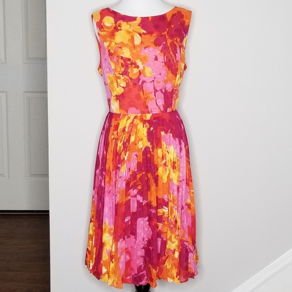 Adrianna Papell Dresses & Skirts - Adrianna Papell | Chiffon Floral Pleated Dress 12